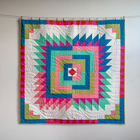 Floyd Quilt - Baby Sized in 80's Vibes Solids and Citron Green Backing