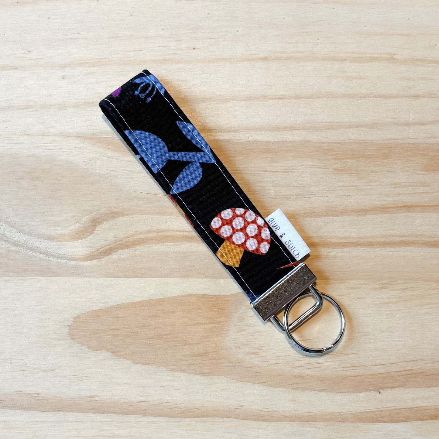 Blue and Purple Mushroom Key Fob