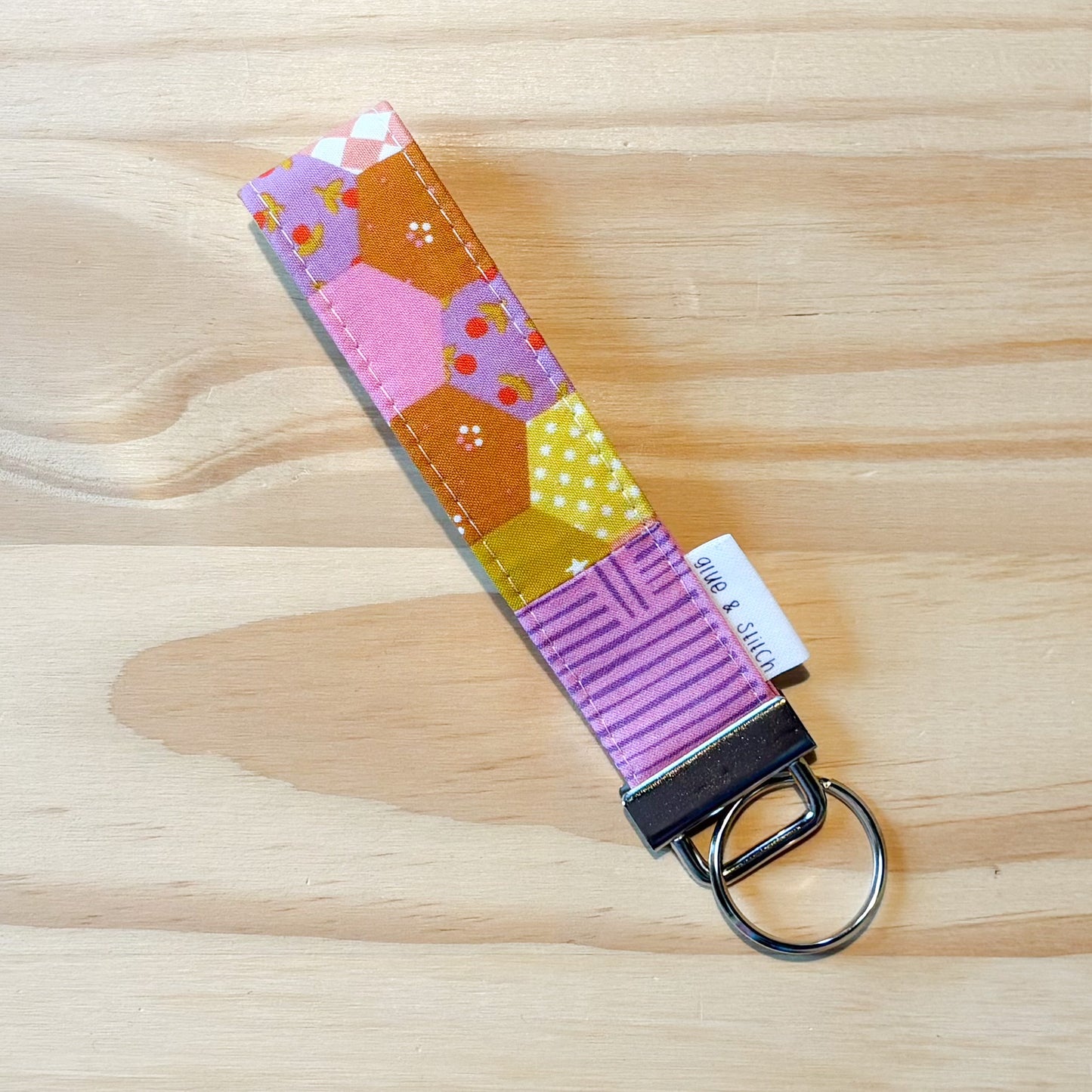 Purple Basketweave Hexies Key Fob