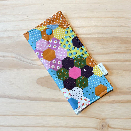 Soft Slim Eye Glass Case in Turquoise Flower Garden