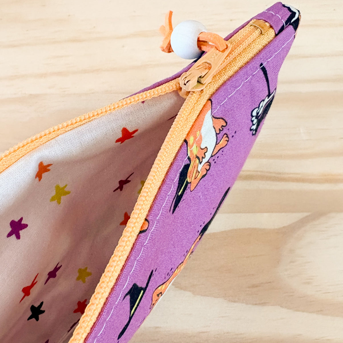 Pop Star Zip Pouch - Orange Frogs in Purple