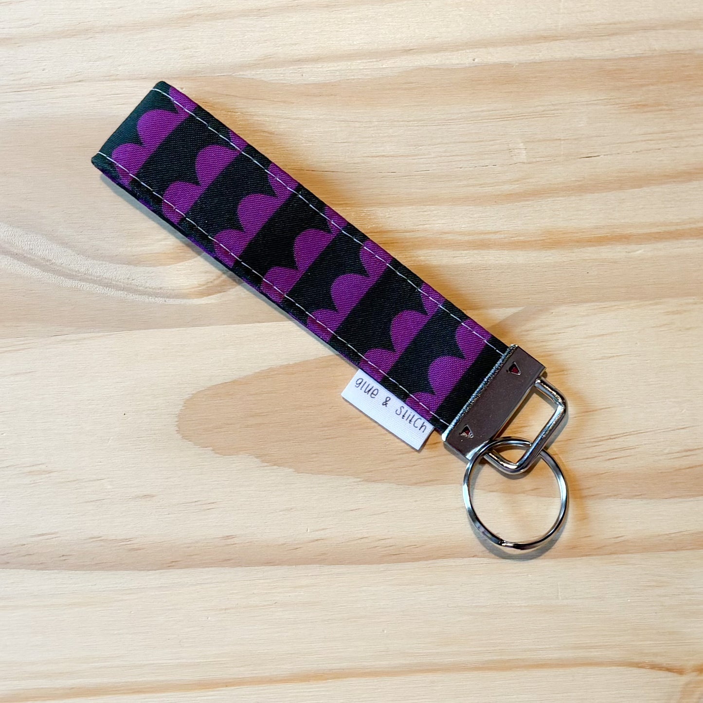 Purple and Black Scallop Key Fob