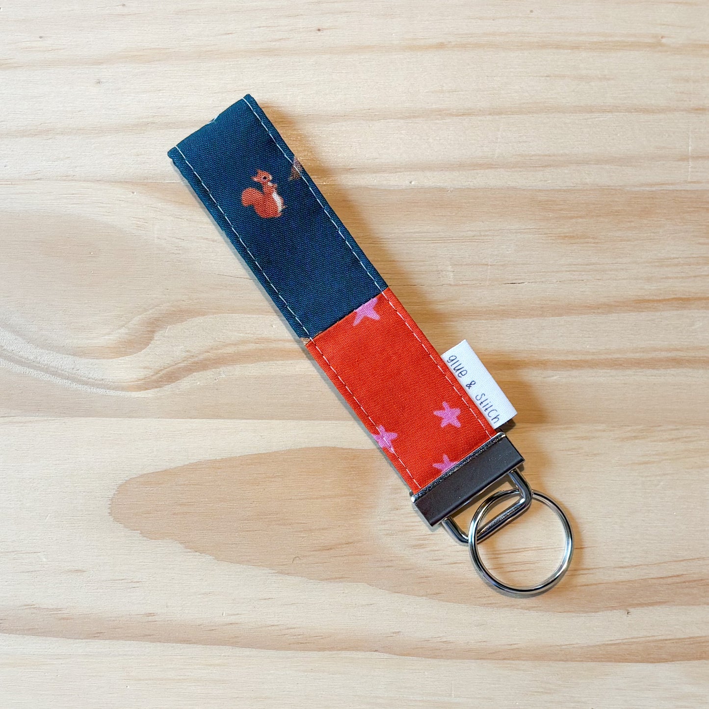 Starry Red Squirrel Key Fob