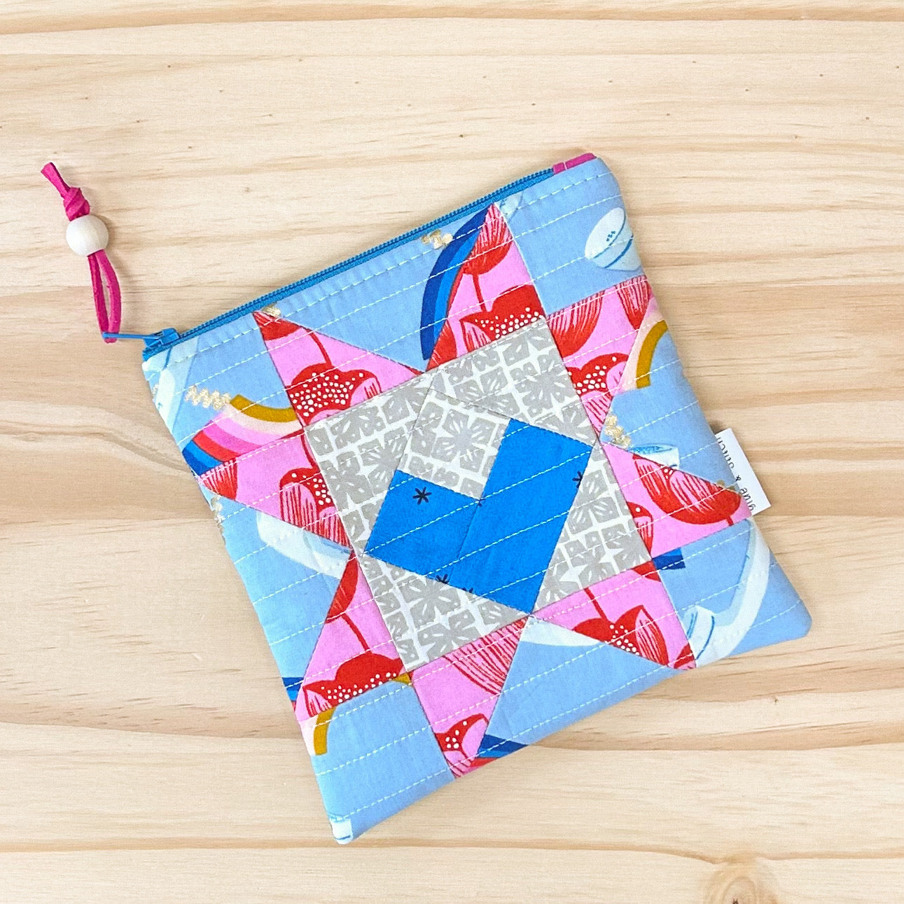 Quilted Heart and Star Pouch