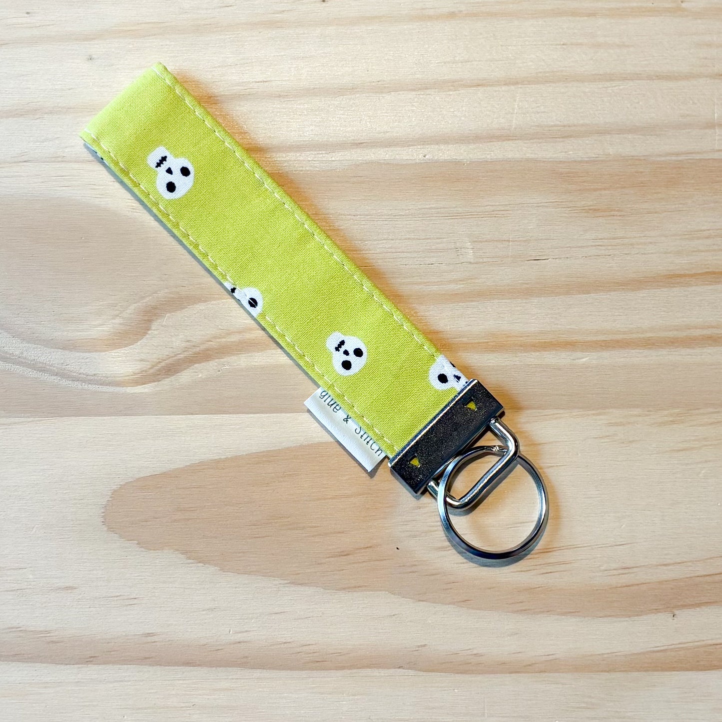Neon Yellow Skulls Key Fob