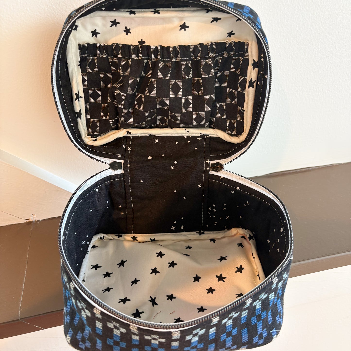 Medium Train Case in Woven Patchwork