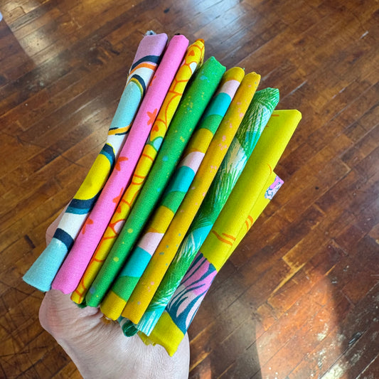 Curated Ruby Star Poolside + Blender Fat Quarter Bundle, Electric Lime