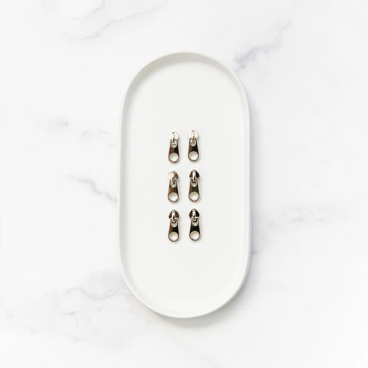 Knot and Thread Nickel Zipper Pulls 6ct