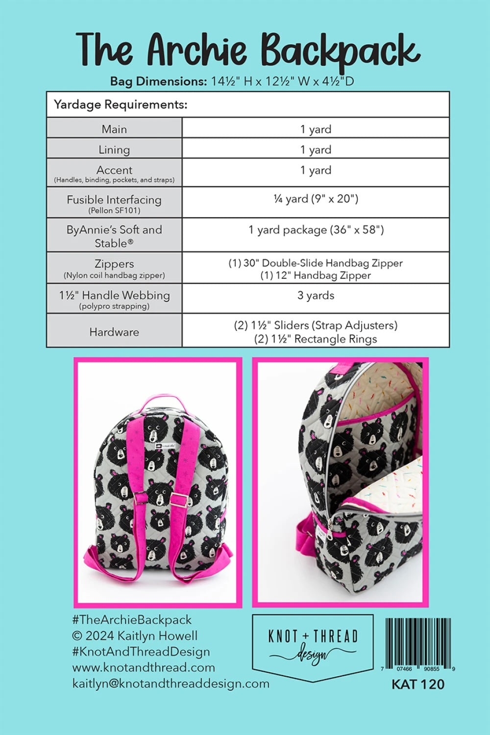 Archie Backpack - Printed Paper Pattern