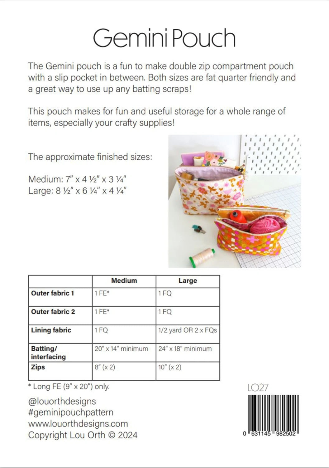 Gemini Pouch - Printed Paper Pattern