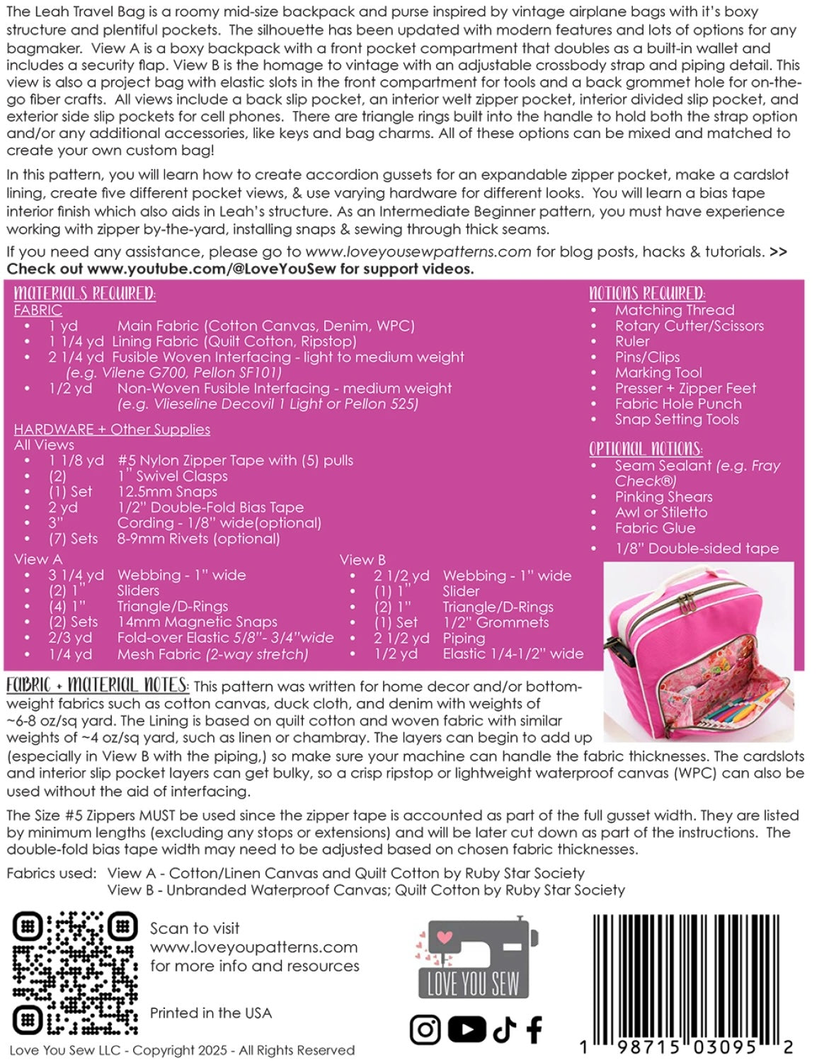 Leah Travel Bag Printed Paper Pattern