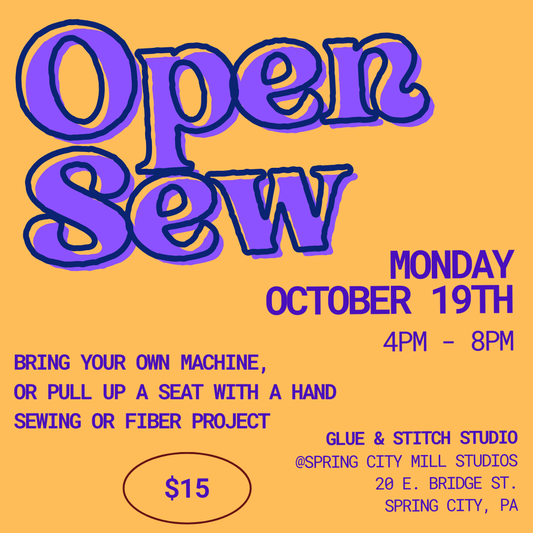 Open Sew Night at Glue & Stitch Studio October