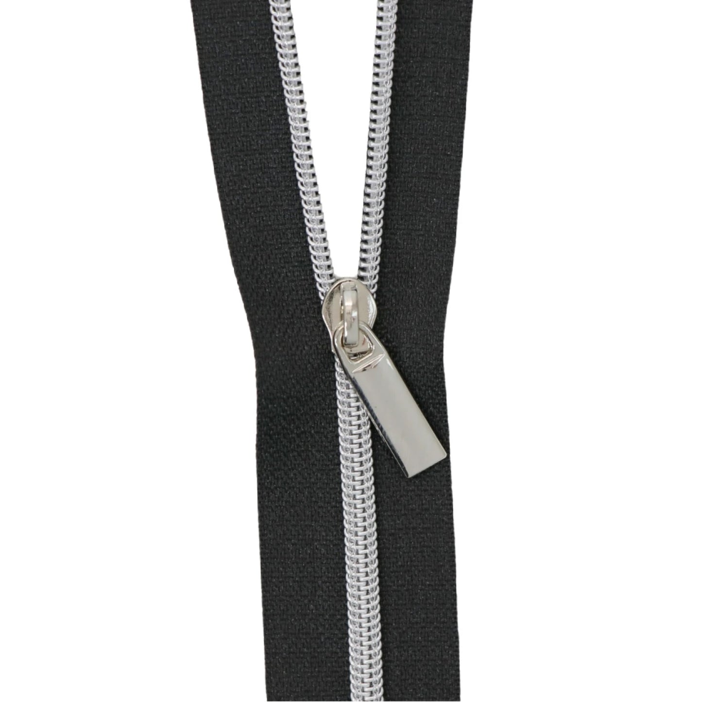 Black Nylon Coil #3 Zipper by the Yard - Nickel Teeth