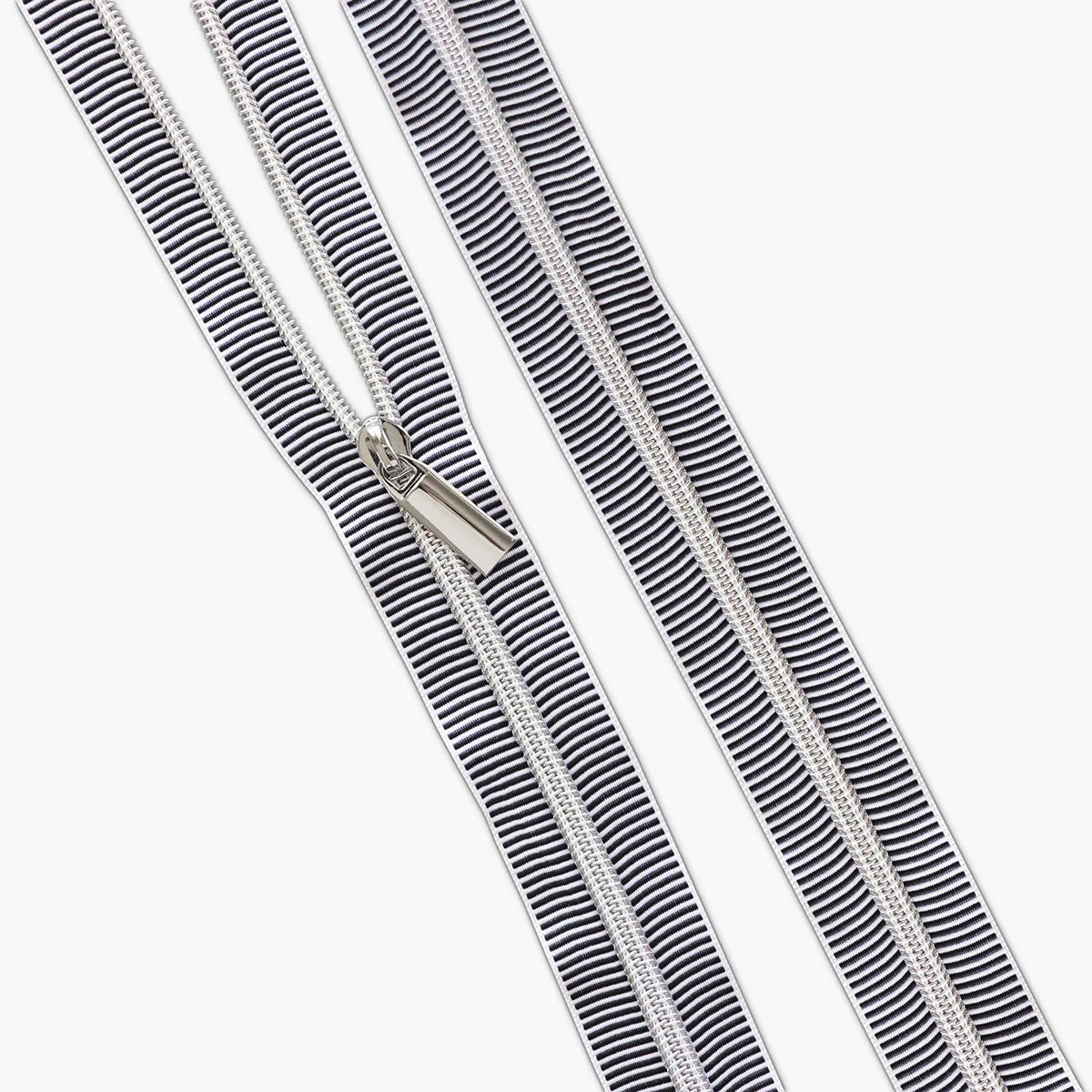 Black & White Stripe Nylon Coil #5 Zipper by the Yard - Nickel Teeth