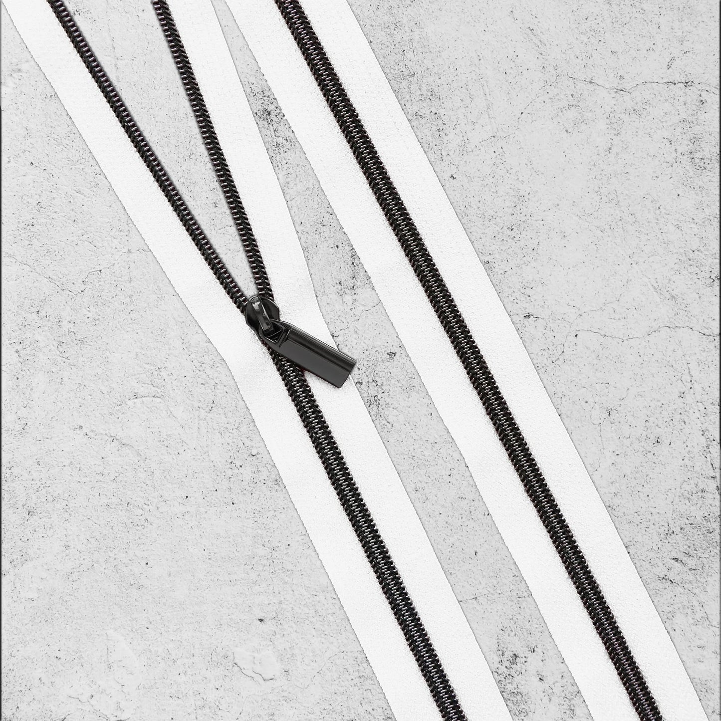 White Nylon Coil #5 Zipper by the Yard - Gunmetal Teeth