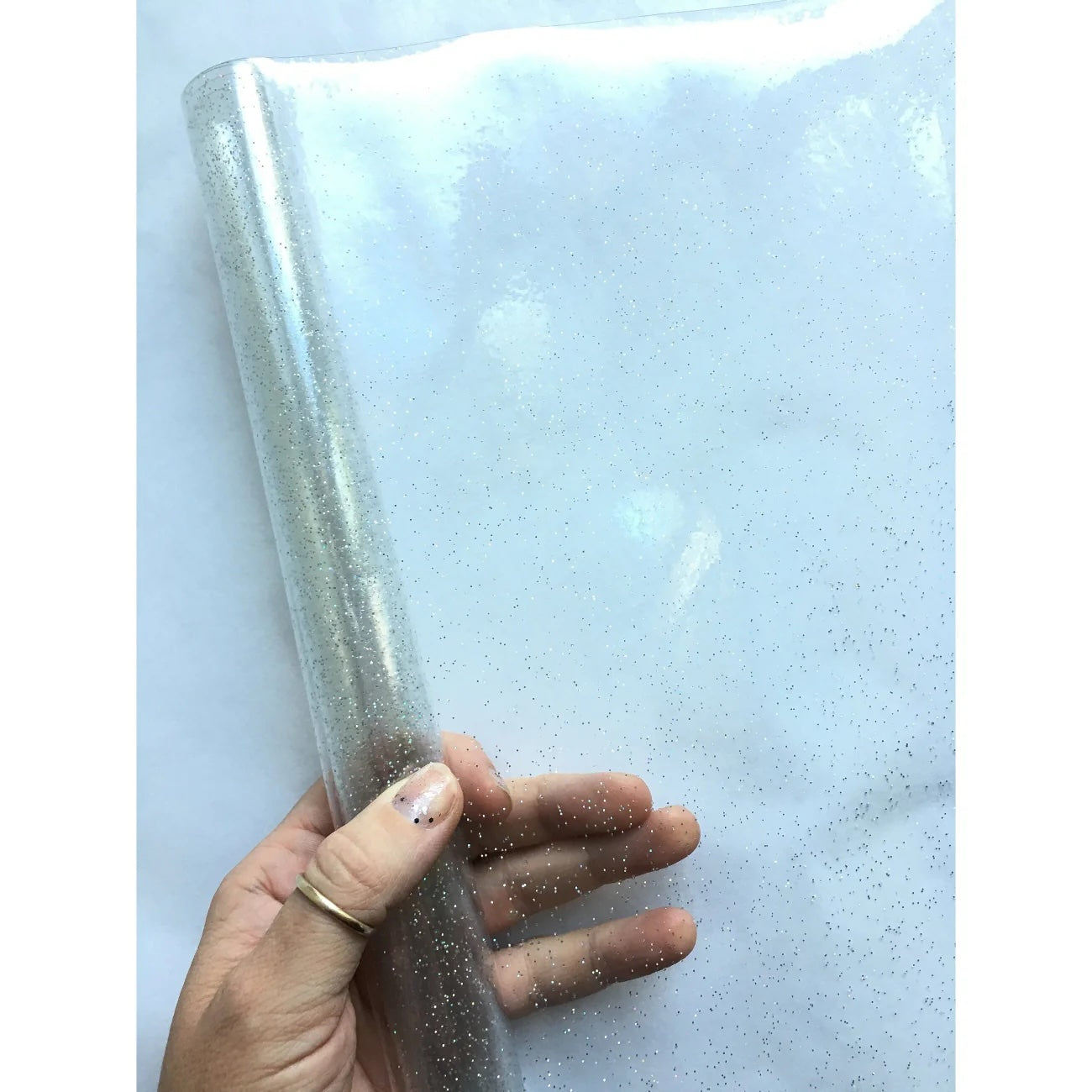 Clear Glitter Vinyl, Subtle Sparkle, 12 Gauge, 18” x 48”