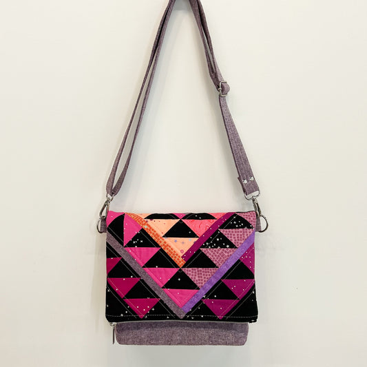 Gather Quilted Fold Over Crossbody Bag