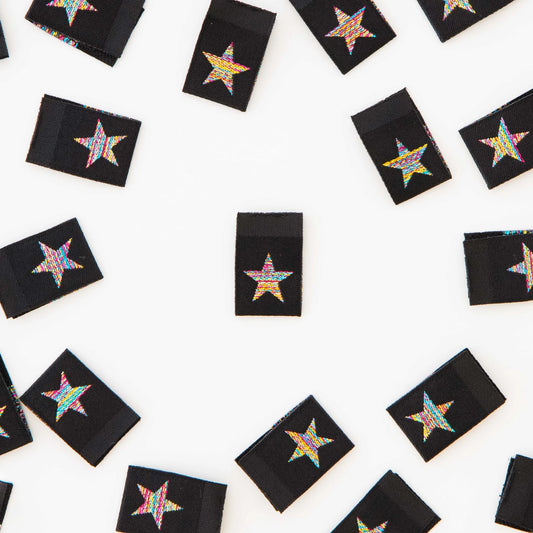 Metallic Rainbow Star Woven Labels - Sarah Hearts