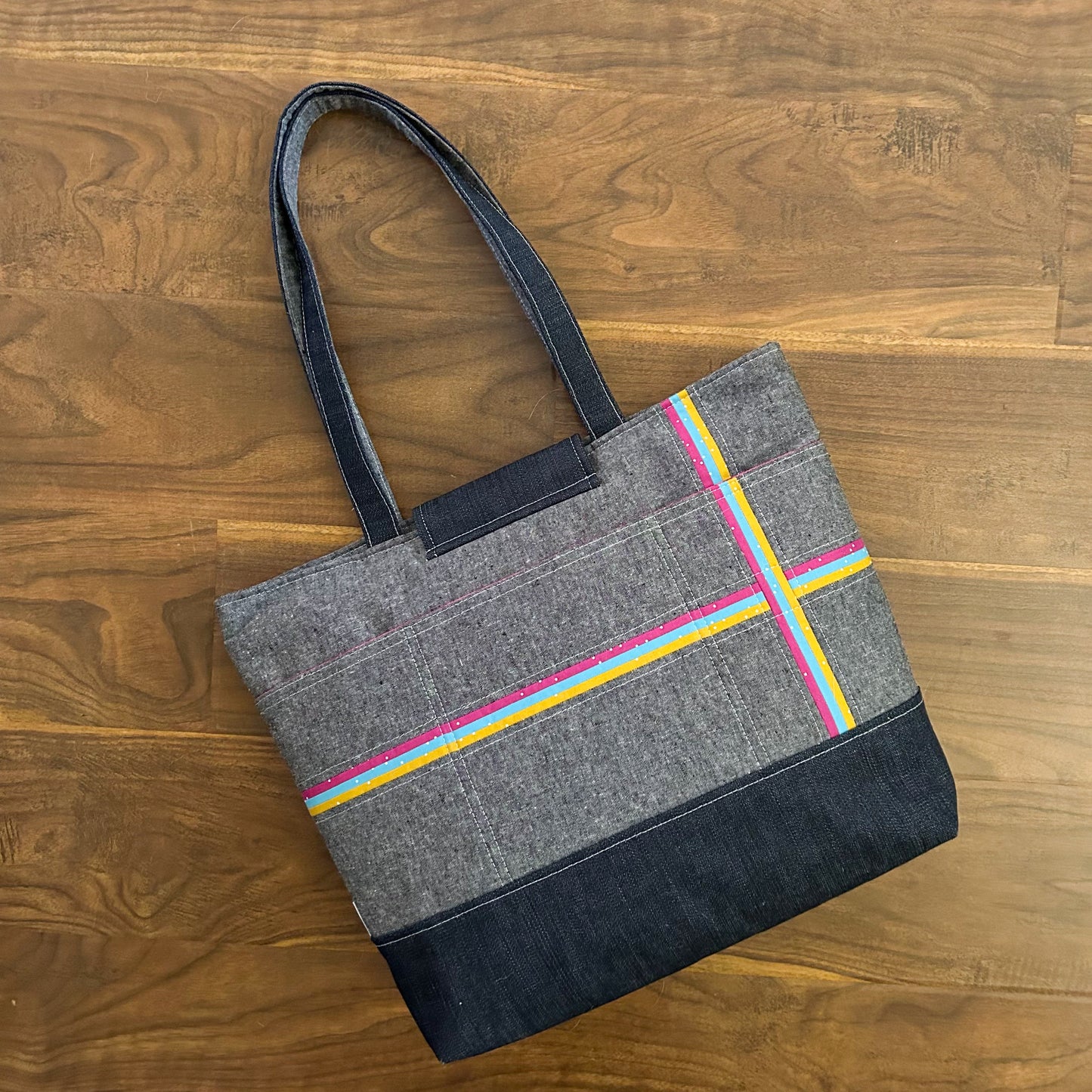 Essex Linen and Quilted Laser Stripe Explorer Tote