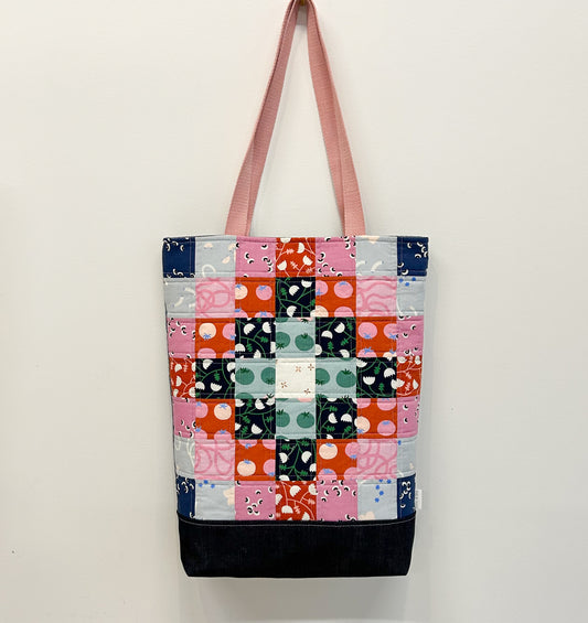 Tall Quilted "Tomato Tomahto" Patchwork Tote