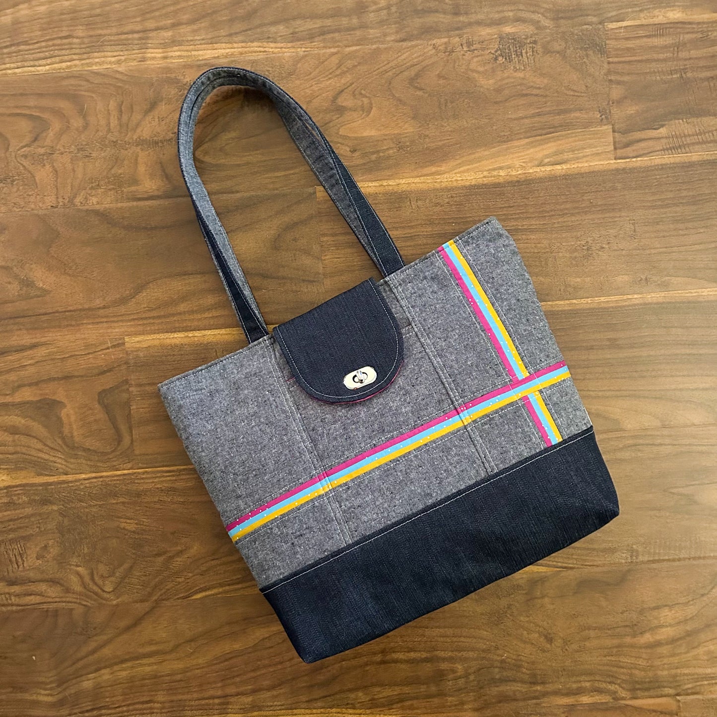 Essex Linen and Quilted Laser Stripe Explorer Tote